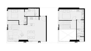 Duplex floor plan, 2 bedrooms in ROMM Convent No. 11009
