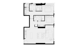 Apartment floor plan, 2 bedrooms in ROMM Convent No. 11006